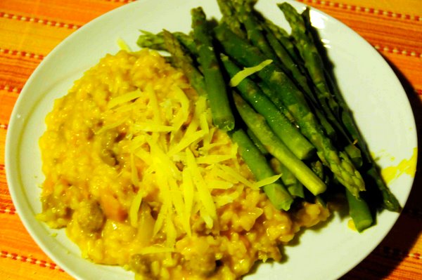 Plated Sausage and Squash Risotto