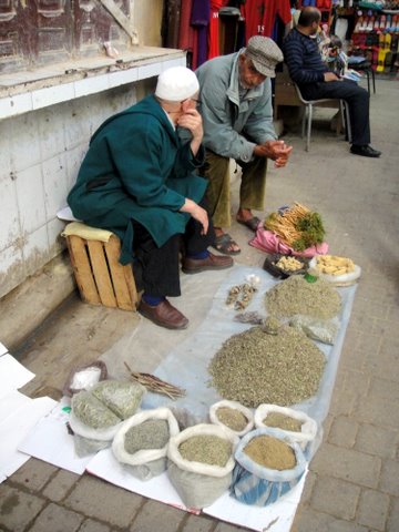 Merchants selling herbs in the medina